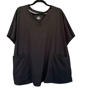 Cuddl Duds Climate Right Womens Scrub Shirt Plus Size 3X Black Nursing Medical